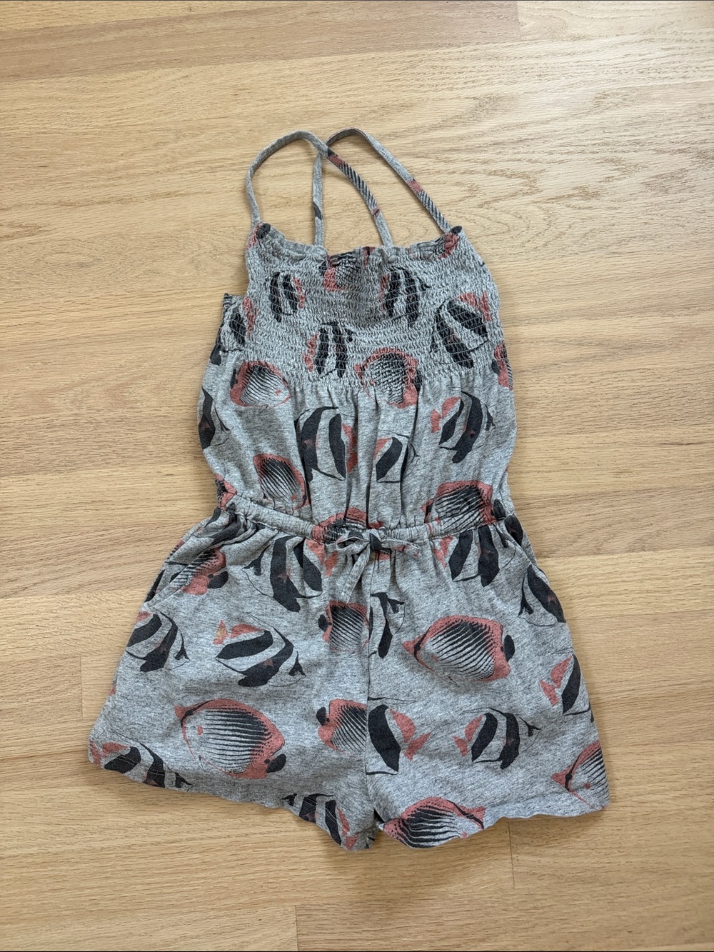 Tea Collection Kids Gray Fish-Print Romper